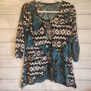 Notations Women’s M 3/4 Sleeve Embellished Careerwear Blouse